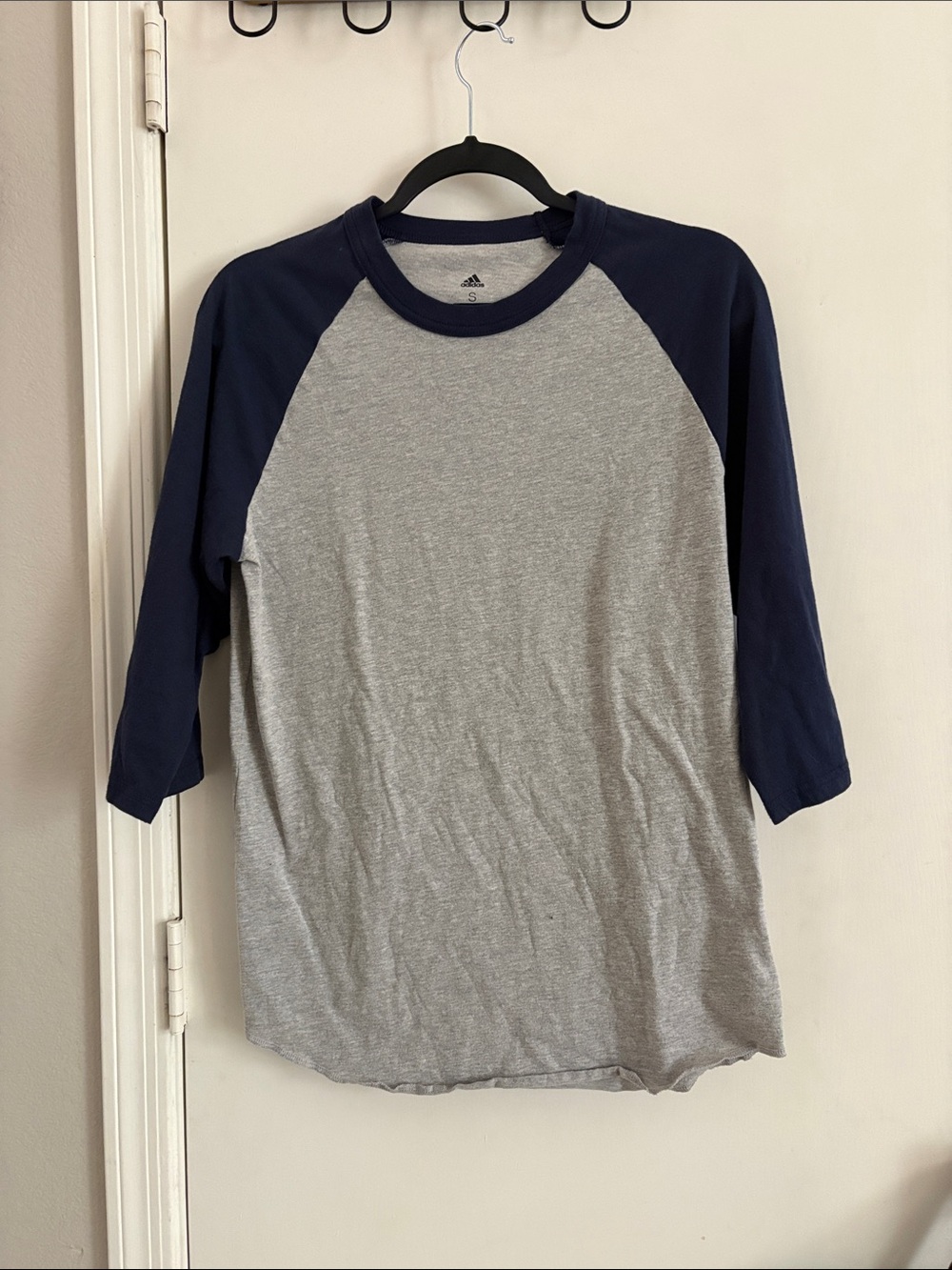 Adidas Grey and Navy Raglan Baseball Tee Size S NWOT